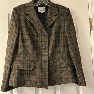 Le Suit Brown Plaid Blazer